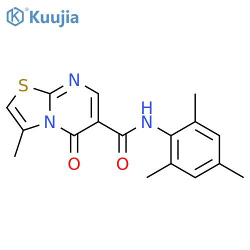 3-methyl-5-oxo-N-(2,4,6-trimethylphenyl)-5H-1,3thiazolo3,2-apyrimidine-6-carboxamide structure