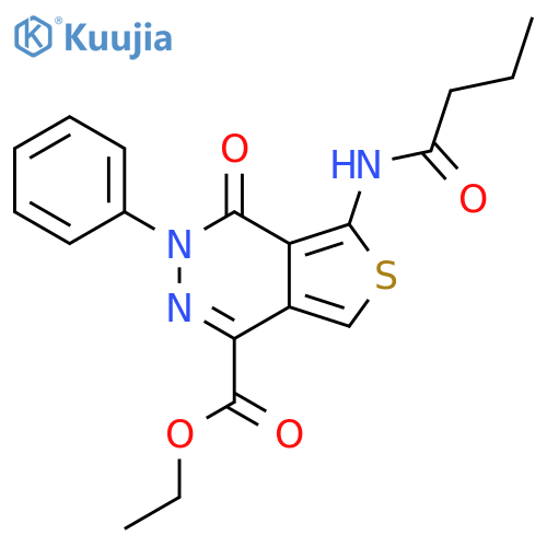 ethyl 5-butanamido-4-oxo-3-phenyl-3H,4H-thieno3,4-dpyridazine-1-carboxylate structure