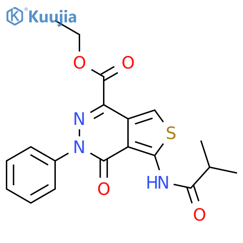 ethyl 5-(2-methylpropanamido)-4-oxo-3-phenyl-3H,4H-thieno3,4-dpyridazine-1-carboxylate structure