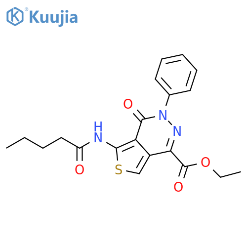 ethyl 4-oxo-5-pentanamido-3-phenyl-3H,4H-thieno3,4-dpyridazine-1-carboxylate structure