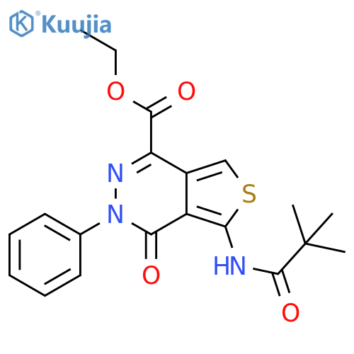 ethyl 5-(2,2-dimethylpropanamido)-4-oxo-3-phenyl-3H,4H-thieno3,4-dpyridazine-1-carboxylate structure
