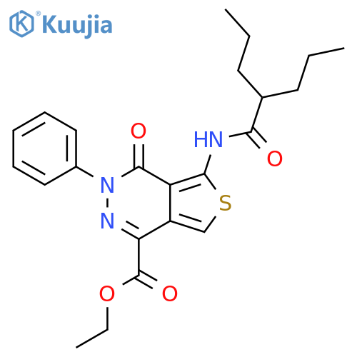 ethyl 4-oxo-3-phenyl-5-(2-propylpentanamido)-3H,4H-thieno3,4-dpyridazine-1-carboxylate structure