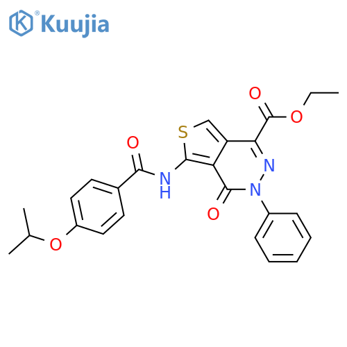 ethyl 4-oxo-3-phenyl-5-4-(propan-2-yloxy)benzamido-3H,4H-thieno3,4-dpyridazine-1-carboxylate structure