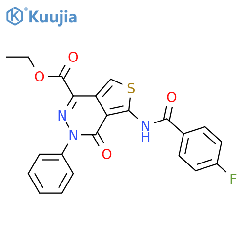 ethyl 5-(4-fluorobenzamido)-4-oxo-3-phenyl-3H,4H-thieno3,4-dpyridazine-1-carboxylate structure