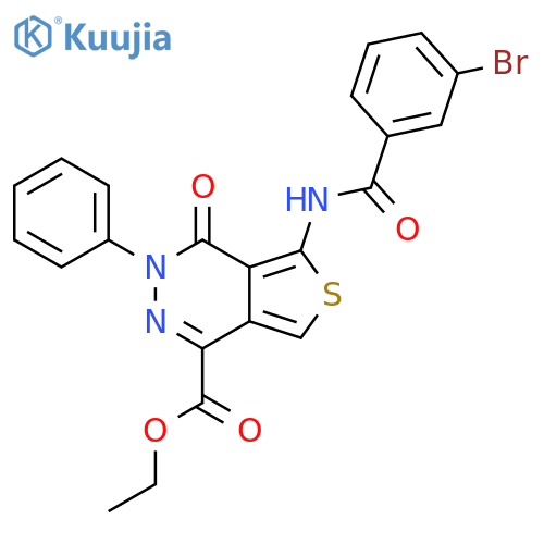 ethyl 5-(3-bromobenzamido)-4-oxo-3-phenyl-3H,4H-thieno3,4-dpyridazine-1-carboxylate structure