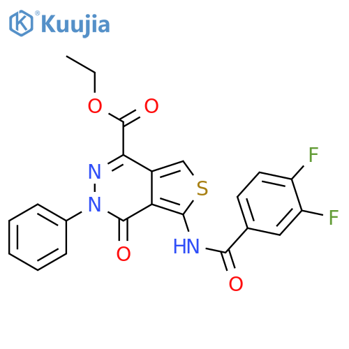 ethyl 5-(3,4-difluorobenzamido)-4-oxo-3-phenyl-3H,4H-thieno3,4-dpyridazine-1-carboxylate structure