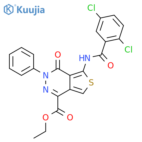 ethyl 5-(2,5-dichlorobenzamido)-4-oxo-3-phenyl-3H,4H-thieno3,4-dpyridazine-1-carboxylate structure