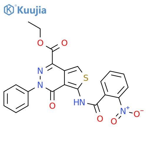 ethyl 5-(2-nitrobenzamido)-4-oxo-3-phenyl-3H,4H-thieno3,4-dpyridazine-1-carboxylate structure