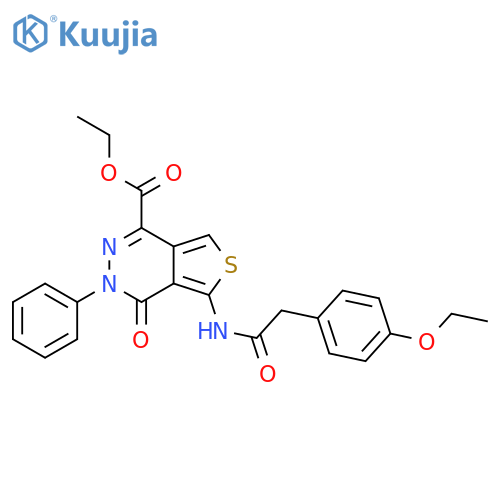 ethyl 5-2-(4-ethoxyphenyl)acetamido-4-oxo-3-phenyl-3H,4H-thieno3,4-dpyridazine-1-carboxylate structure