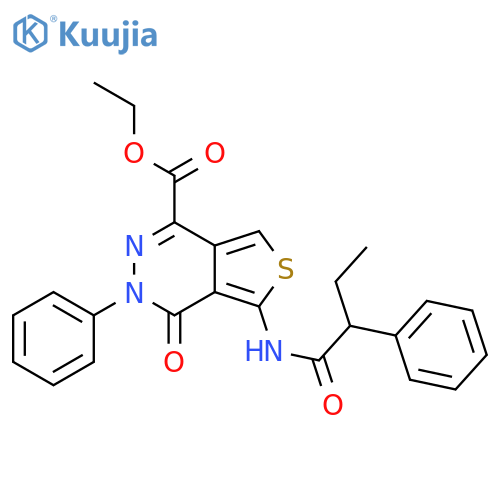 ethyl 4-oxo-3-phenyl-5-(2-phenylbutanamido)-3H,4H-thieno3,4-dpyridazine-1-carboxylate structure