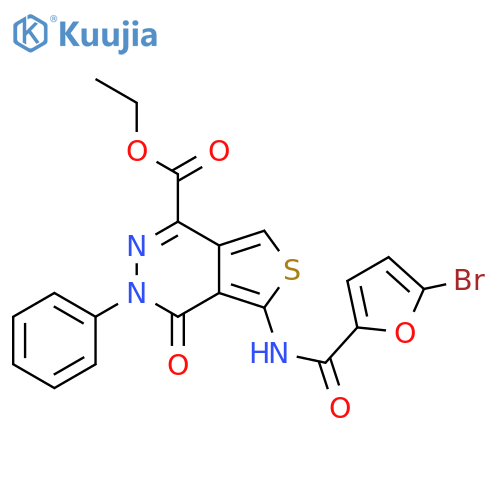 ethyl 5-(5-bromofuran-2-amido)-4-oxo-3-phenyl-3H,4H-thieno3,4-dpyridazine-1-carboxylate structure