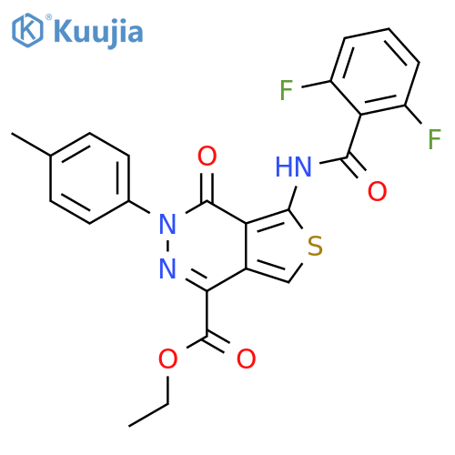 ethyl 5-(2,6-difluorobenzamido)-3-(4-methylphenyl)-4-oxo-3H,4H-thieno3,4-dpyridazine-1-carboxylate structure