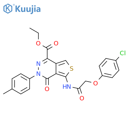 ethyl 5-2-(4-chlorophenoxy)acetamido-3-(4-methylphenyl)-4-oxo-3H,4H-thieno3,4-dpyridazine-1-carboxylate structure