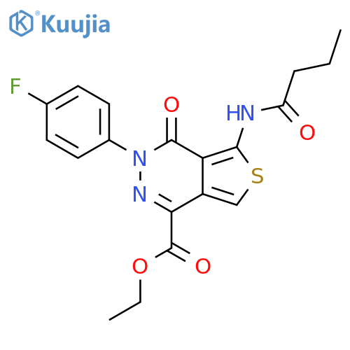 ethyl 5-butanamido-3-(4-fluorophenyl)-4-oxo-3H,4H-thieno3,4-dpyridazine-1-carboxylate structure