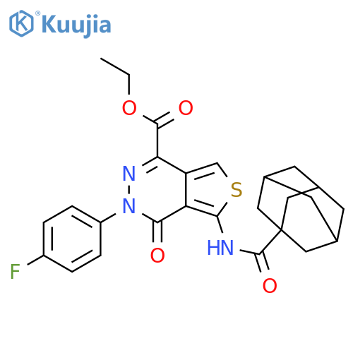 ethyl 5-(adamantane-1-amido)-3-(4-fluorophenyl)-4-oxo-3H,4H-thieno3,4-dpyridazine-1-carboxylate structure