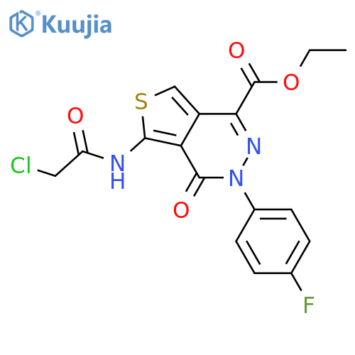 ethyl 5-(2-chloroacetamido)-3-(4-fluorophenyl)-4-oxo-3H,4H-thieno3,4-dpyridazine-1-carboxylate structure