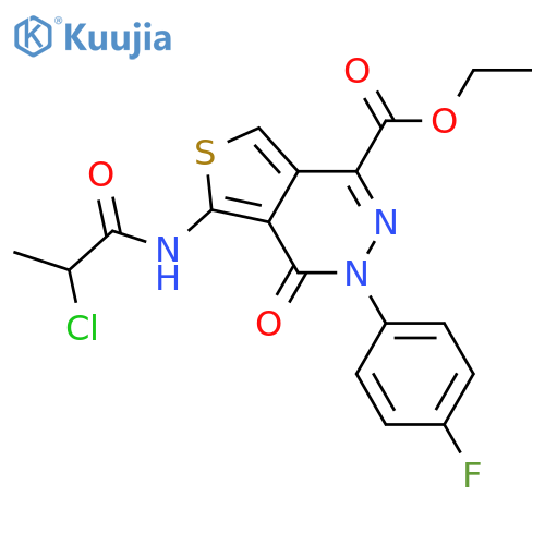 ethyl 5-(2-chloropropanamido)-3-(4-fluorophenyl)-4-oxo-3H,4H-thieno3,4-dpyridazine-1-carboxylate structure