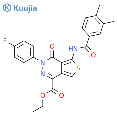ethyl 5-(3,4-dimethylbenzamido)-3-(4-fluorophenyl)-4-oxo-3H,4H-thieno3,4-dpyridazine-1-carboxylate structure