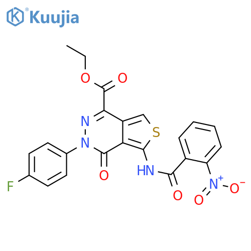 ethyl 3-(4-fluorophenyl)-5-(2-nitrobenzamido)-4-oxo-3H,4H-thieno3,4-dpyridazine-1-carboxylate structure