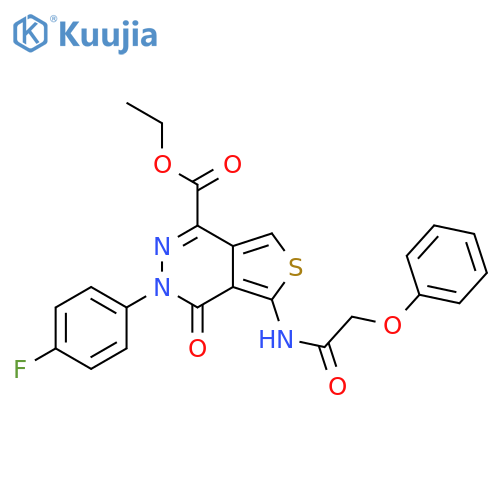 ethyl 3-(4-fluorophenyl)-4-oxo-5-(2-phenoxyacetamido)-3H,4H-thieno3,4-dpyridazine-1-carboxylate structure