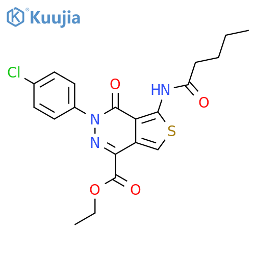 ethyl 3-(4-chlorophenyl)-4-oxo-5-pentanamido-3H,4H-thieno3,4-dpyridazine-1-carboxylate structure