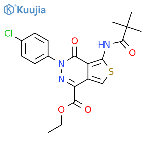 ethyl 3-(4-chlorophenyl)-5-(2,2-dimethylpropanamido)-4-oxo-3H,4H-thieno3,4-dpyridazine-1-carboxylate structure