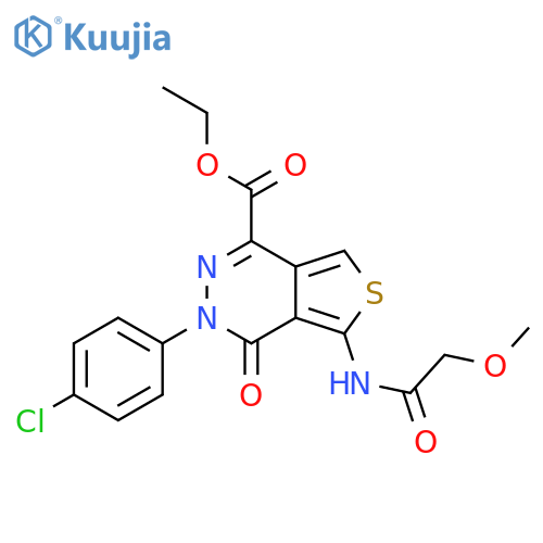 ethyl 3-(4-chlorophenyl)-5-(2-methoxyacetamido)-4-oxo-3H,4H-thieno3,4-dpyridazine-1-carboxylate structure