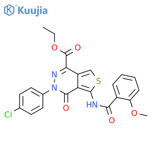 ethyl 3-(4-chlorophenyl)-5-(2-methoxybenzamido)-4-oxo-3H,4H-thieno3,4-dpyridazine-1-carboxylate structure