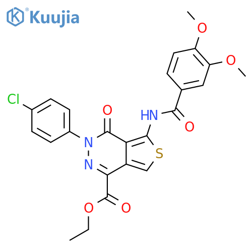 ethyl 3-(4-chlorophenyl)-5-(3,4-dimethoxybenzamido)-4-oxo-3H,4H-thieno3,4-dpyridazine-1-carboxylate structure