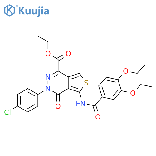 ethyl 3-(4-chlorophenyl)-5-(3,4-diethoxybenzamido)-4-oxo-3H,4H-thieno3,4-dpyridazine-1-carboxylate structure