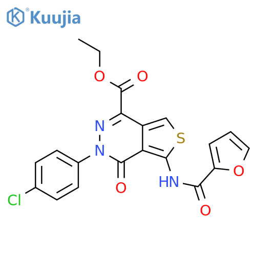 ethyl 3-(4-chlorophenyl)-5-(furan-2-amido)-4-oxo-3H,4H-thieno3,4-dpyridazine-1-carboxylate structure