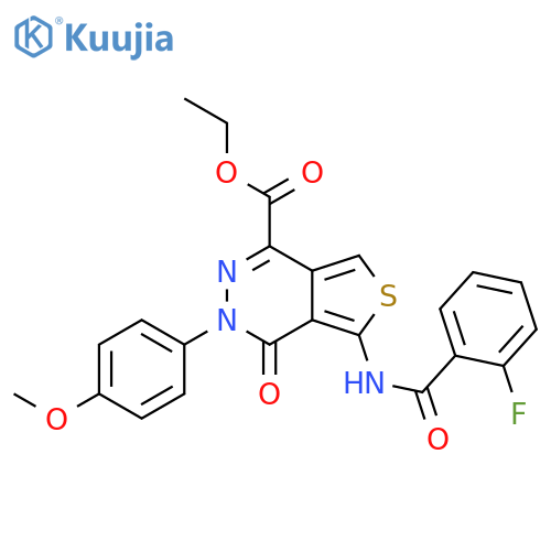 ethyl 5-(2-fluorobenzamido)-3-(4-methoxyphenyl)-4-oxo-3H,4H-thieno3,4-dpyridazine-1-carboxylate structure