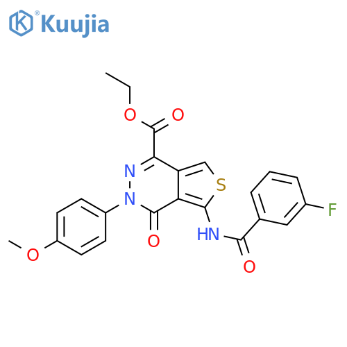 ethyl 5-(3-fluorobenzamido)-3-(4-methoxyphenyl)-4-oxo-3H,4H-thieno3,4-dpyridazine-1-carboxylate structure