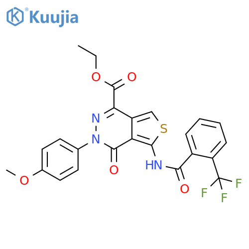 ethyl 3-(4-methoxyphenyl)-4-oxo-5-2-(trifluoromethyl)benzamido-3H,4H-thieno3,4-dpyridazine-1-carboxylate structure