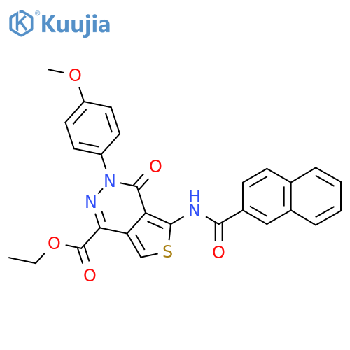 ethyl 3-(4-methoxyphenyl)-5-(naphthalene-2-amido)-4-oxo-3H,4H-thieno3,4-dpyridazine-1-carboxylate structure