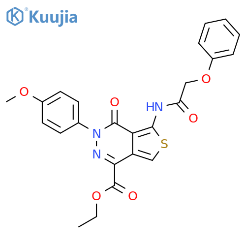 ethyl 3-(4-methoxyphenyl)-4-oxo-5-(2-phenoxyacetamido)-3H,4H-thieno3,4-dpyridazine-1-carboxylate structure