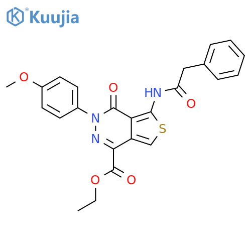 ethyl 3-(4-methoxyphenyl)-4-oxo-5-(2-phenylacetamido)-3H,4H-thieno3,4-dpyridazine-1-carboxylate structure