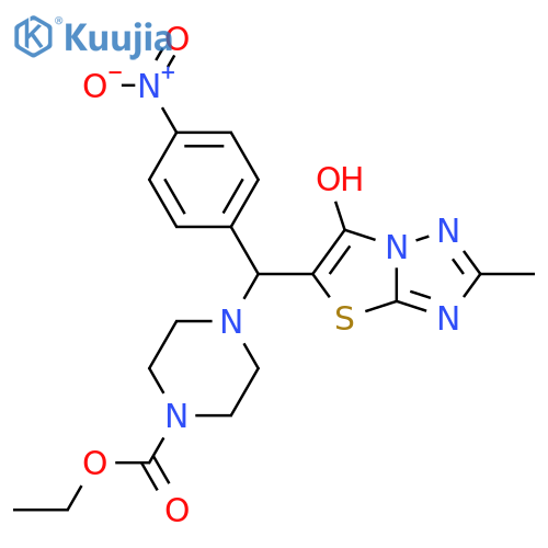 ethyl 4-({6-hydroxy-2-methyl-1,2,4triazolo3,2-b1,3thiazol-5-yl}(4-nitrophenyl)methyl)piperazine-1-carboxylate structure