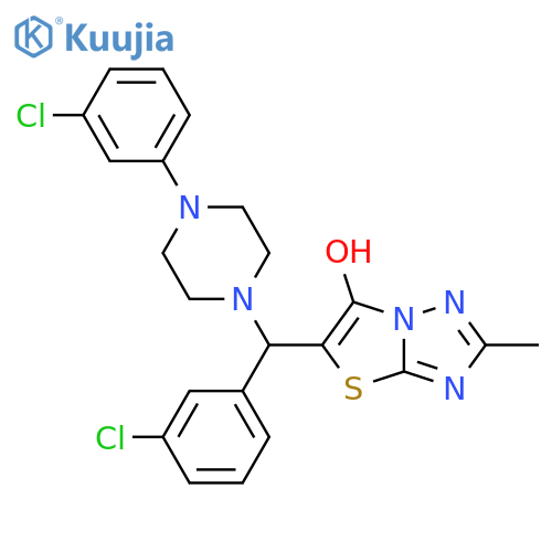 5-(3-chlorophenyl)4-(3-chlorophenyl)piperazin-1-ylmethyl-2-methyl-1,2,4triazolo3,2-b1,3thiazol-6-ol structure