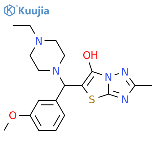 5-(4-ethylpiperazin-1-yl)(3-methoxyphenyl)methyl-2-methyl-1,2,4triazolo3,2-b1,3thiazol-6-ol structure