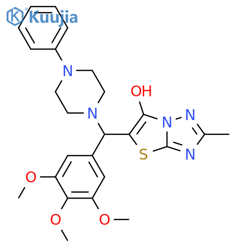 2-methyl-5-(4-phenylpiperazin-1-yl)(3,4,5-trimethoxyphenyl)methyl-1,2,4triazolo3,2-b1,3thiazol-6-ol structure