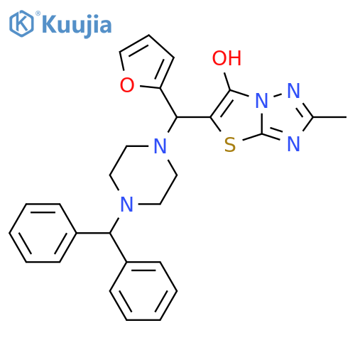 5-{4-(diphenylmethyl)piperazin-1-yl(furan-2-yl)methyl}-2-methyl-1,2,4triazolo3,2-b1,3thiazol-6-ol structure