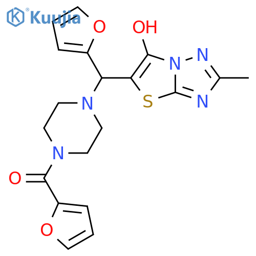 5-{4-(furan-2-carbonyl)piperazin-1-yl(furan-2-yl)methyl}-2-methyl-1,2,4triazolo3,2-b1,3thiazol-6-ol structure