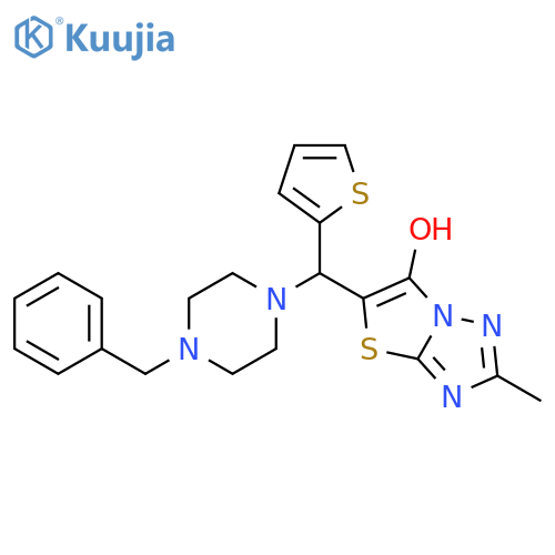 5-[(4-benzylpiperazin-1-yl)(thiophen-2-yl)methyl]-2-methyl-[1,2,4]triazolo[3,2-b][1,3]thiazol-6-ol structure