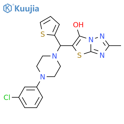 5-{4-(3-chlorophenyl)piperazin-1-yl(thiophen-2-yl)methyl}-2-methyl-1,2,4triazolo3,2-b1,3thiazol-6-ol structure