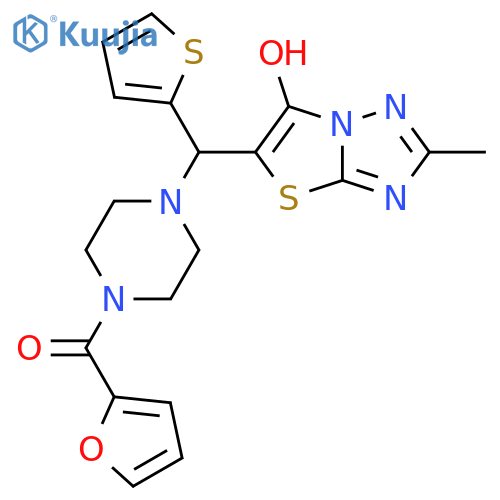 5-{4-(furan-2-carbonyl)piperazin-1-yl(thiophen-2-yl)methyl}-2-methyl-1,2,4triazolo3,2-b1,3thiazol-6-ol structure