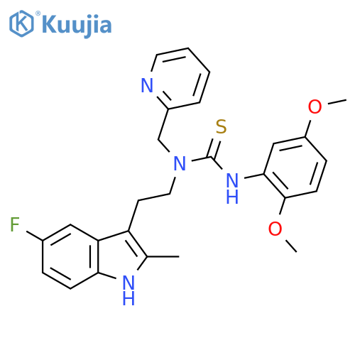 3-(2,5-dimethoxyphenyl)-1-2-(5-fluoro-2-methyl-1H-indol-3-yl)ethyl-1-(pyridin-2-yl)methylthiourea structure