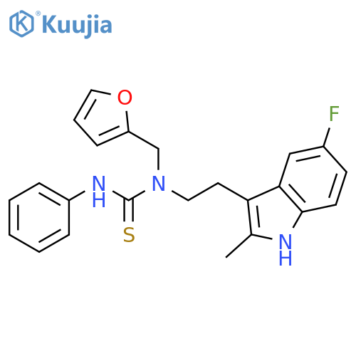 3-2-(5-fluoro-2-methyl-1H-indol-3-yl)ethyl-3-(furan-2-yl)methyl-1-phenylthiourea structure