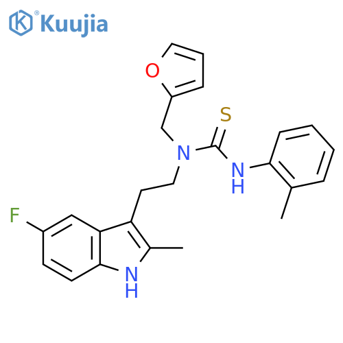 3-2-(5-fluoro-2-methyl-1H-indol-3-yl)ethyl-3-(furan-2-yl)methyl-1-(2-methylphenyl)thiourea structure