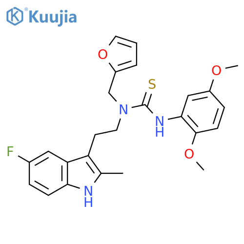 1-(2,5-dimethoxyphenyl)-3-2-(5-fluoro-2-methyl-1H-indol-3-yl)ethyl-3-(furan-2-yl)methylthiourea structure